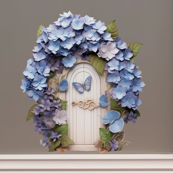 Hydrangea Flower Garden House - Fairy Door 3D Wall Sticker