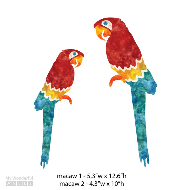 Macaw Wall Stickers Set of 2 Jungle Bird Decals SKU Etsy