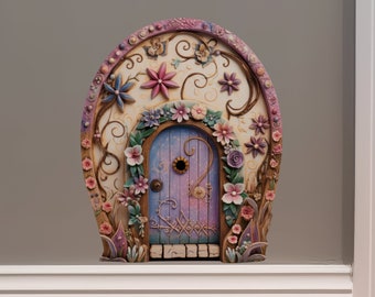 Pretty Pink Flowers Fairy Door - Fairy Door 3D Wall Sticker