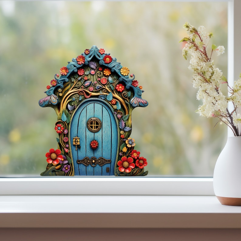 Bright Bloom Fairy Door Decal - Etsy