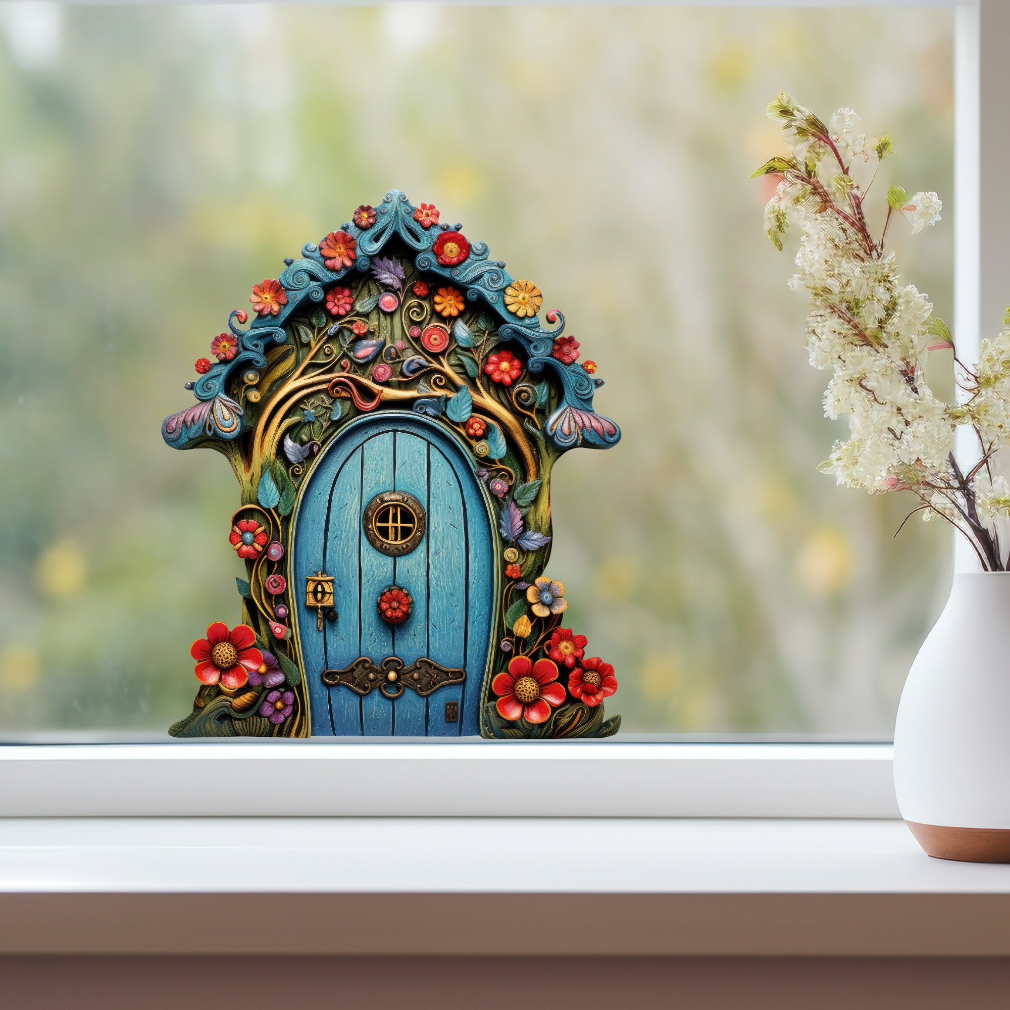 Bright Bloom Fairy Door Decal - Etsy