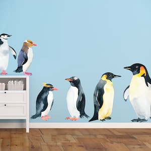 Levensgrote pinguïn muurstickers - Set van 6