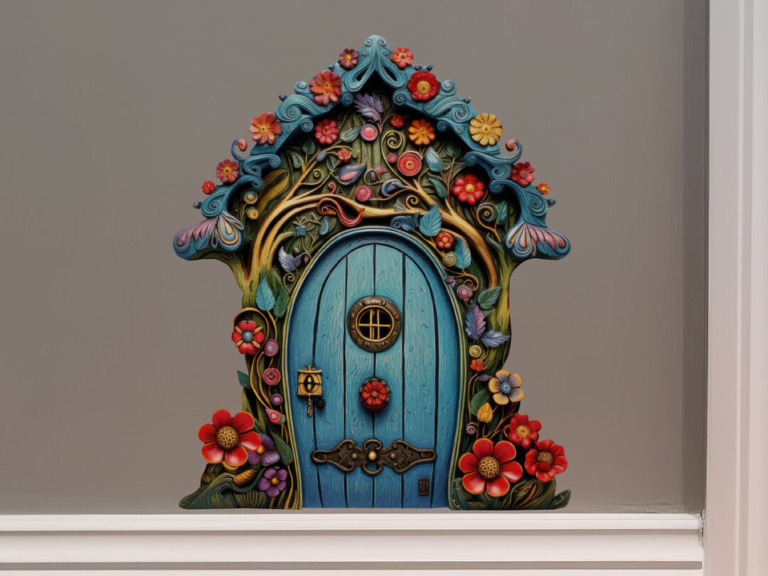 Bright Bloom Fairy Door Decal - Etsy