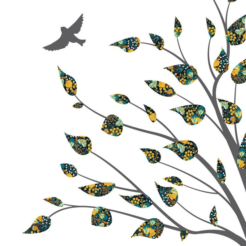 Tree Wall Decal, Floral Harvest Pattern - Etsy