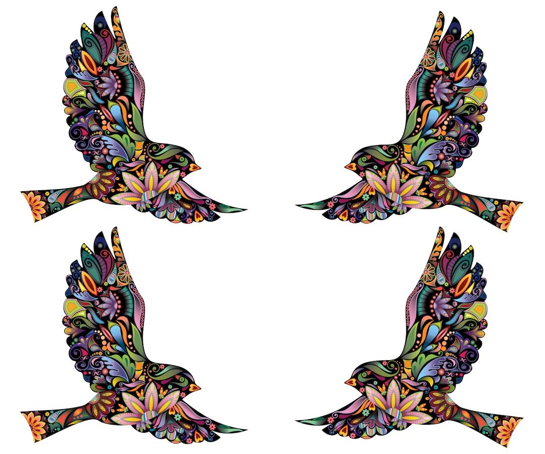 Bird In Flight Sticker Flying Birds Wall Decals Stickers for Walls and Windows - Set of 4 ...