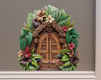 Polynesian Jungle Garden House - Fairy Door 3D Wall Sticker