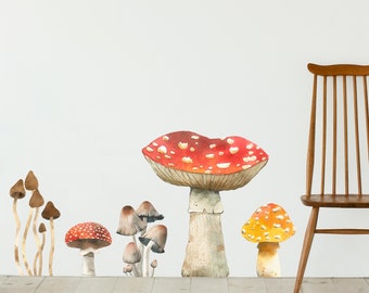 Mushroom Wall Decals - JUMBO SIZE - Set of 5