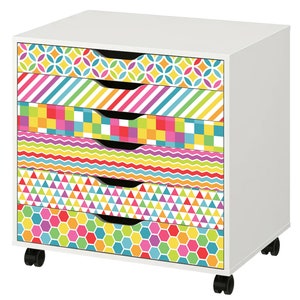 Geometric Rainbow Skins for IKEA Alex Drawer Units (Furniture NOT Included)