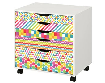 Geometric Rainbow Skins for IKEA Alex Drawer Units (Furniture NOT Included)