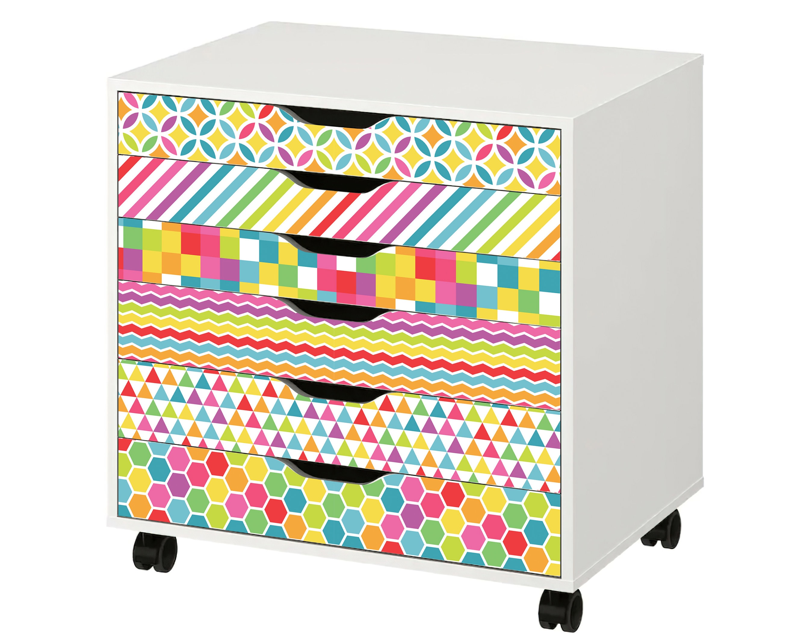 Geometric Rainbow Skins For Ikea Alex Drawer Units | Furniture Not Included