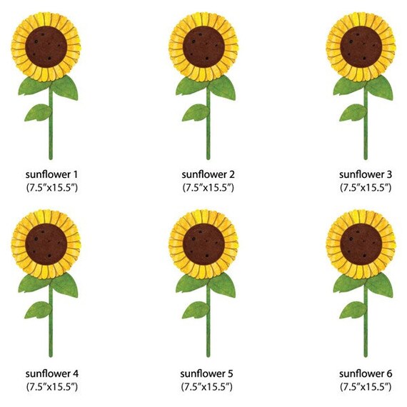 Autocollants Muraux Tournesol - PVC Amovible - Déco Maison - 2 Feuilles 24x70cm - Style Aquarelle