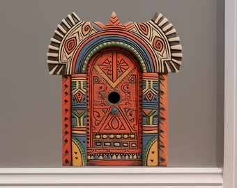 African Tribal Art Maasai House - Fairy Door 3D Wall Sticker