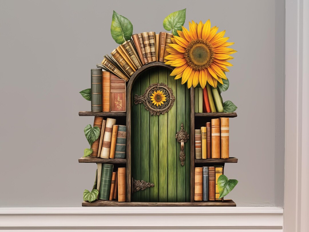 Sunflower Library Fairy Door Decal - Etsy