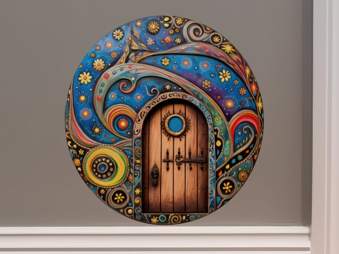 Starry Night Swirl Fairy Door Decal - Etsy