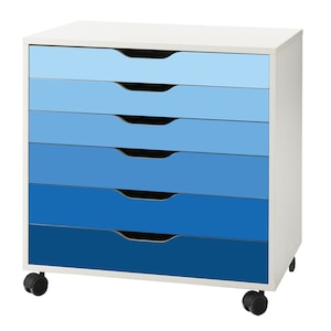Blue Ombre Pattern Decal Set for IKEA Alex Drawer Unit (Furniture NOT Included)
