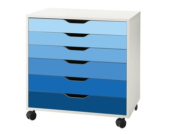 Blue Ombre Pattern Decal Set for IKEA Alex Drawer Unit (Furniture NOT Included)