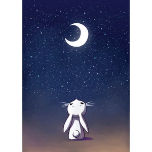 Anime Moon and Rabbit Wall Sticker Decal Moon Bunny by Indre - Etsy
