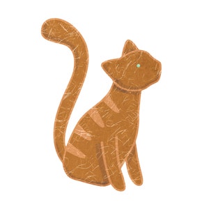 Naranja Tabby gato pared etiqueta engomada para animal mural o habitación para niños