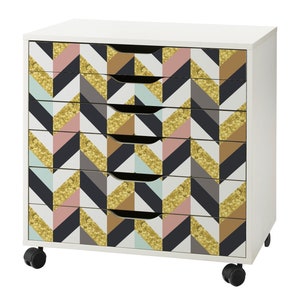 Herringbone Pattern Decal Set for IKEA Alex Drawer Unit (Drawer Unit NOT Included)