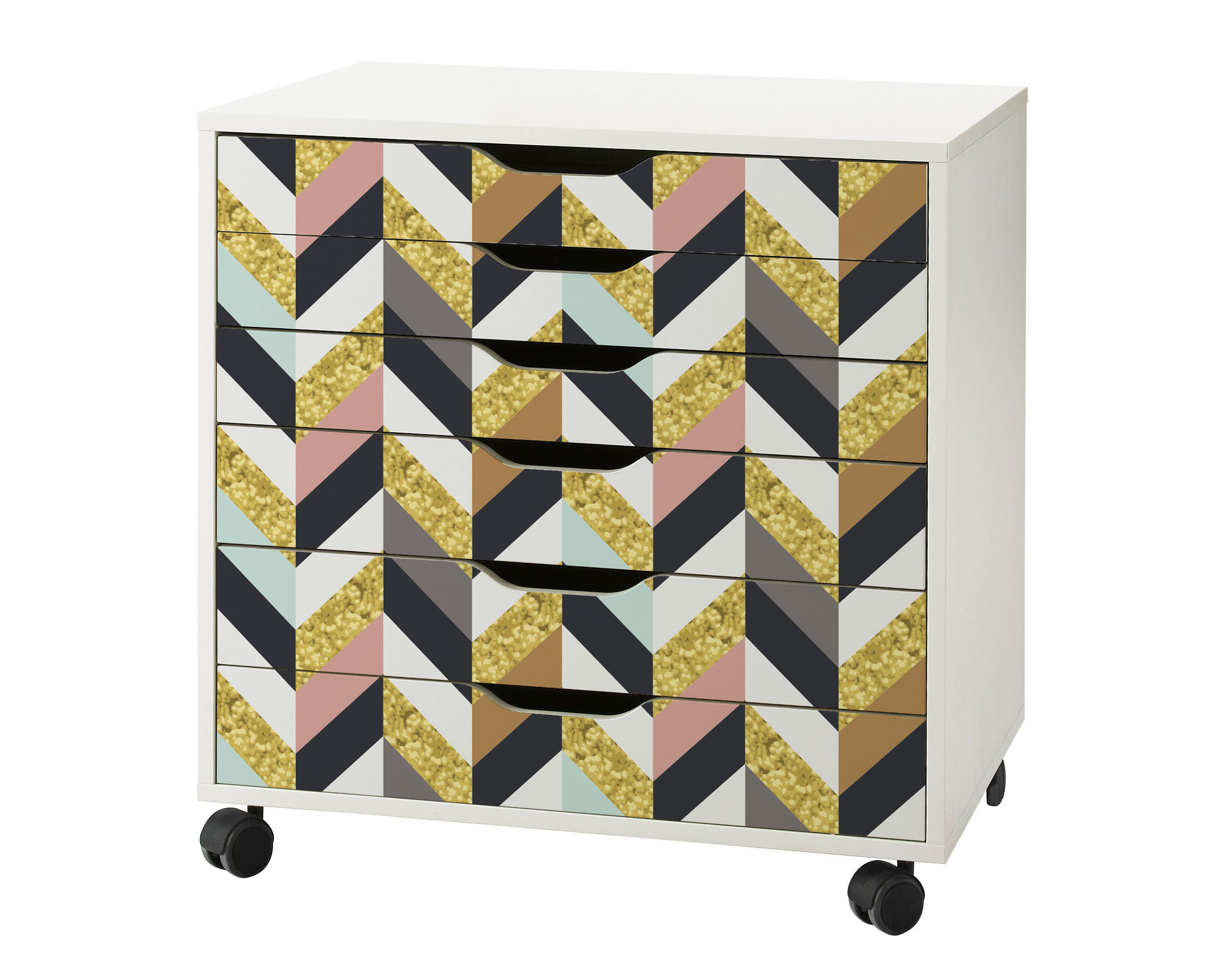 Herringbone Pattern Decal Set For Ikea Alex Drawer Unit | Drawer Not Included
