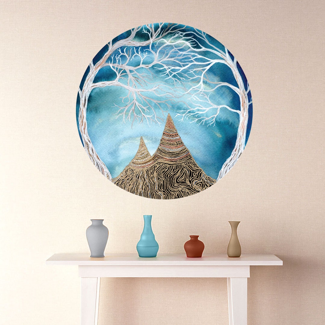 Oak Forest and the Jade Mountains Wall Decal Nature Art by Etsy