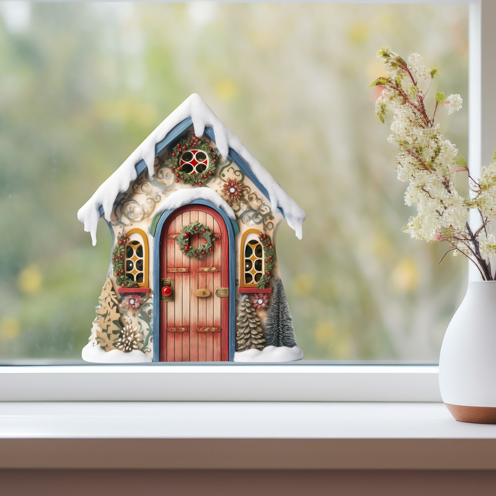 Holly Jolly Hideaway Fairy Door Decal - Etsy