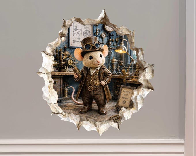 Steampunk Mouse Hole Decal by Wallington Mice