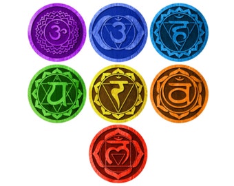 7 Chakras Wall Decals - Yoga Studio Decor, Meditation Decal, Gift Idea for Yogis (1273-17)