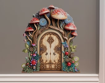 Mushroom Forest Fairy Door - Fairy Door 3D Wall Sticker