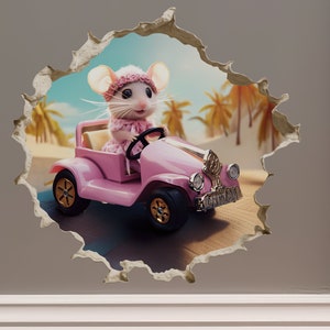 Naklejka na ścianę Malibu Mouse in Mouse Hole - Naklejka ścienna 3D Mouse Hole