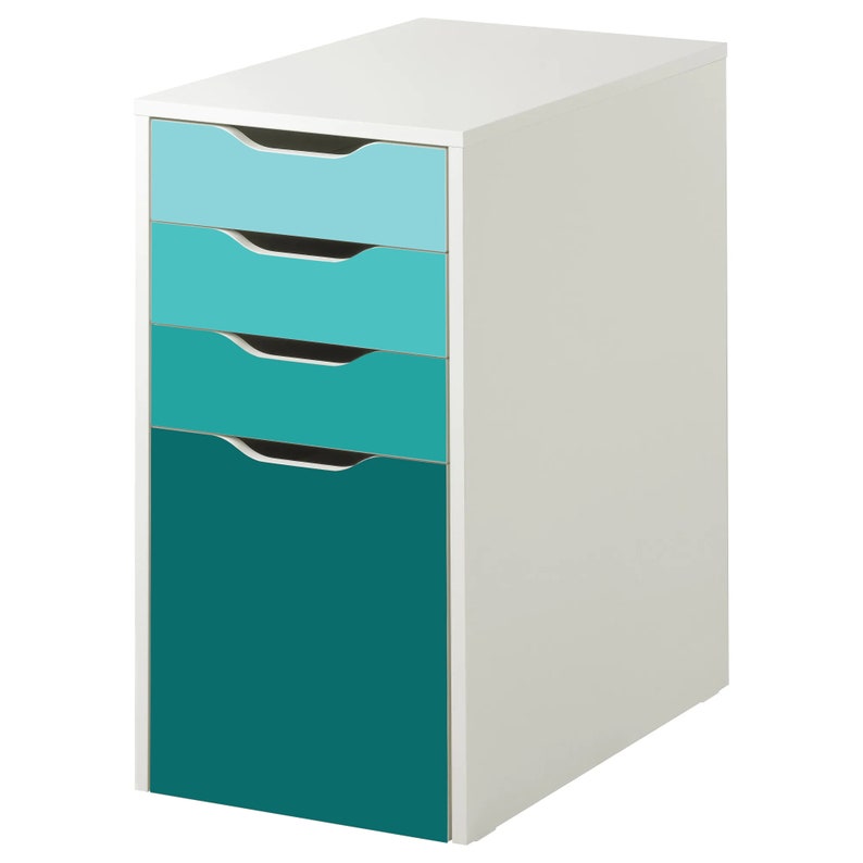 Turquoise Ombre Pattern Decal Set for IKEA Alex Drawer Unit Furniture NOT Included for 4-drawer unit