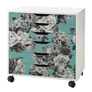Floral Bouquet Pattern Decal Set for IKEA Alex Drawer Unit (Drawers NOT Included)