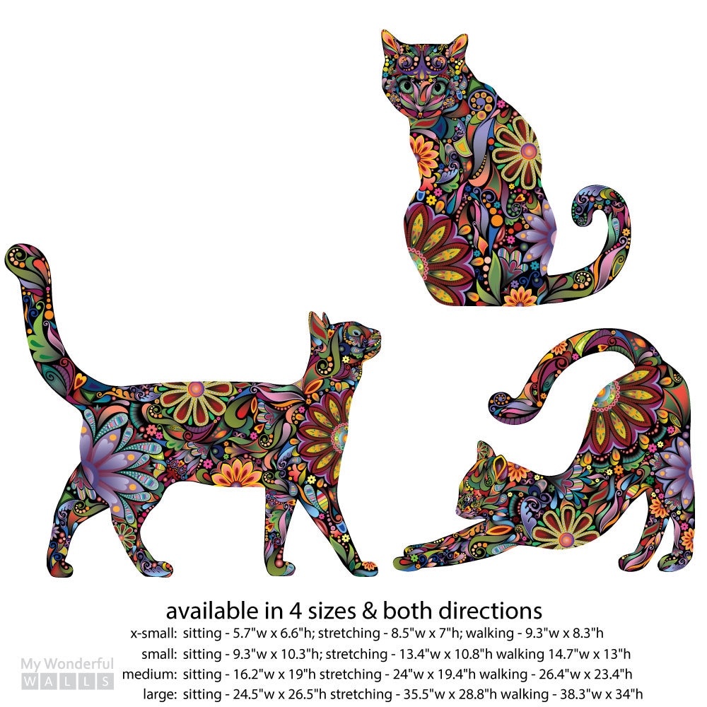 Cat Decals Set of 3 Cat Wall Stickers Peel and Stick - Etsy Australia