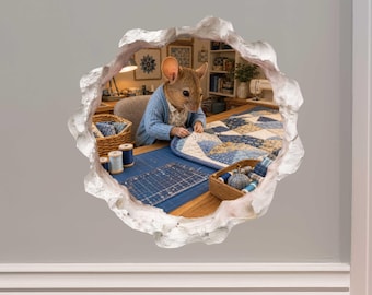 Quilting Quilter Mouse Hole Decal by Wallington Mice