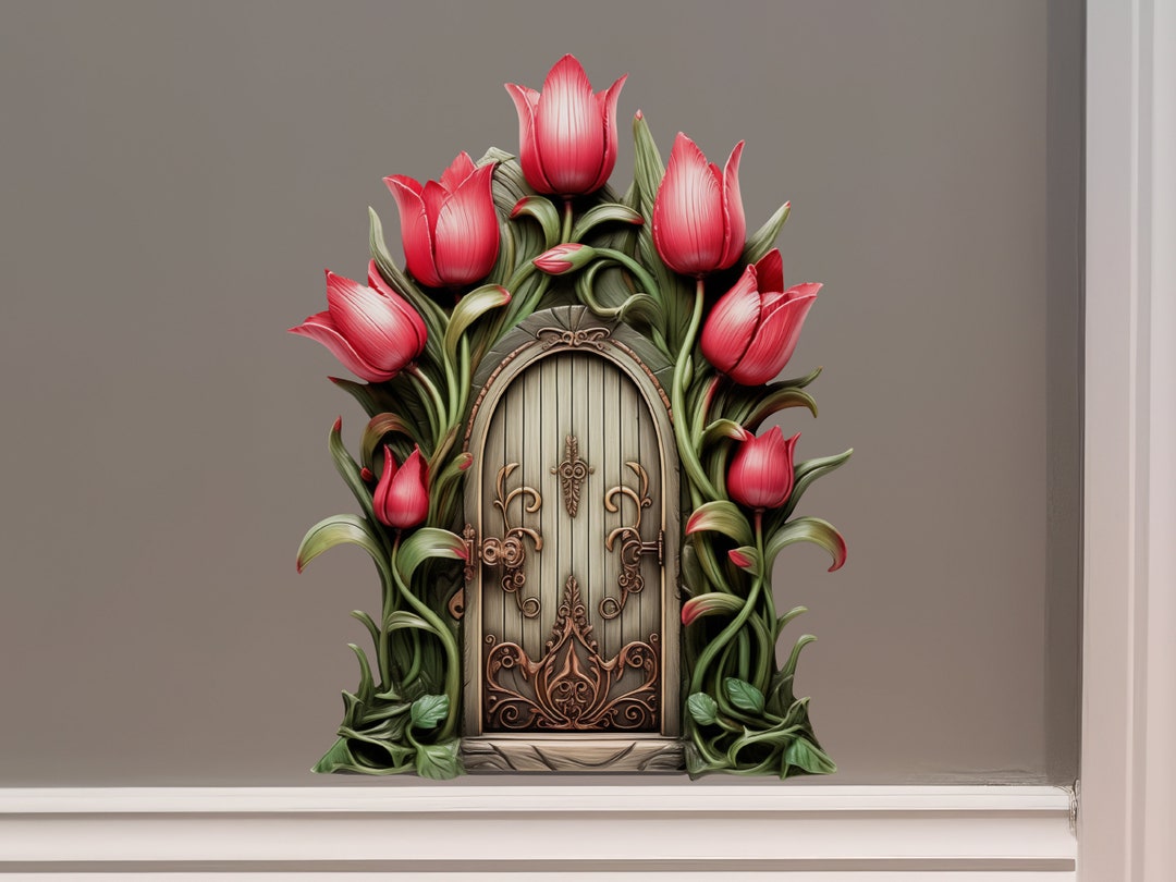 Tulip Bloom Fairy Door Decal - Etsy