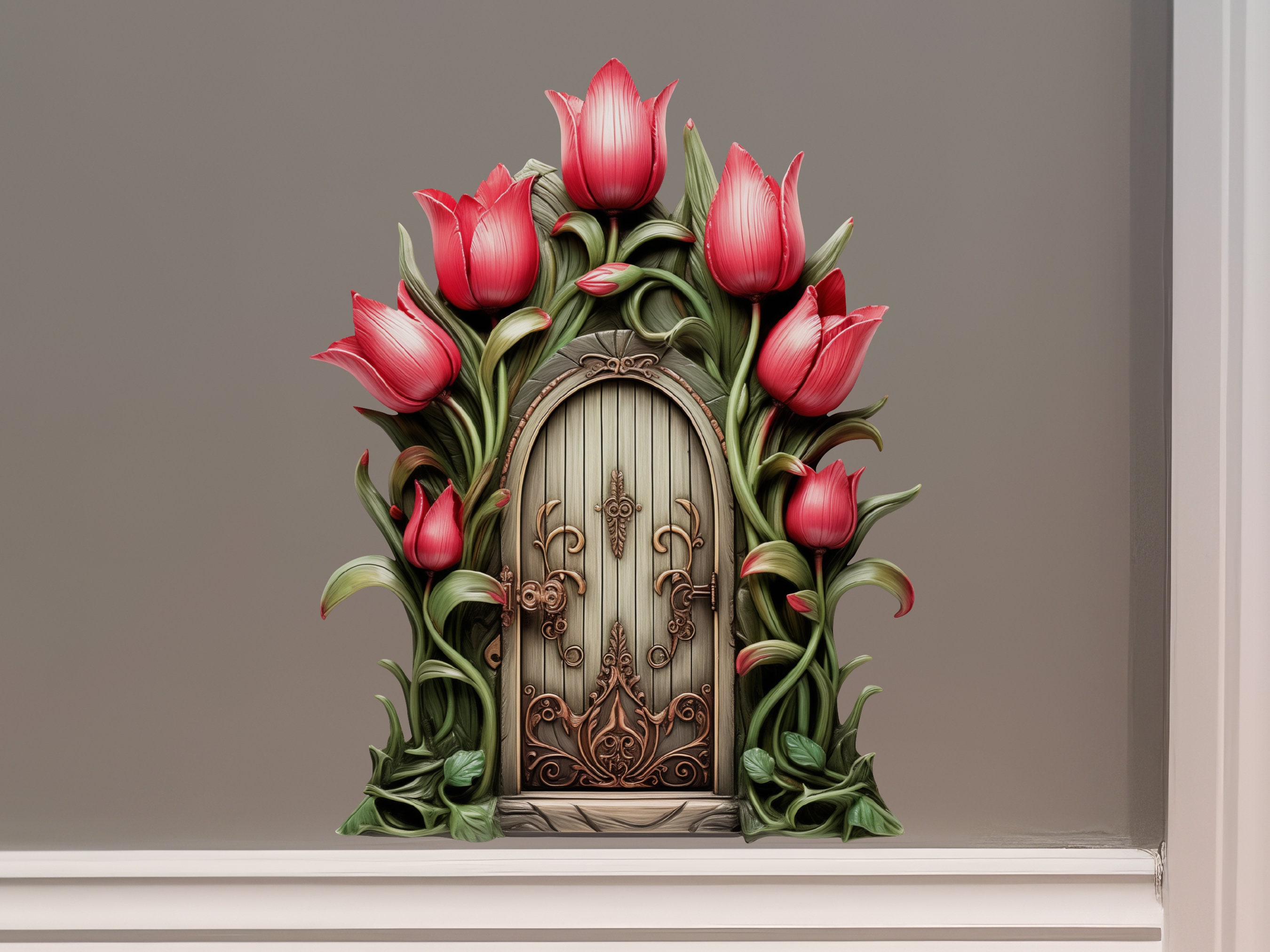 3D Dutch Floral Colorful Tulips Wall Decal Sticker