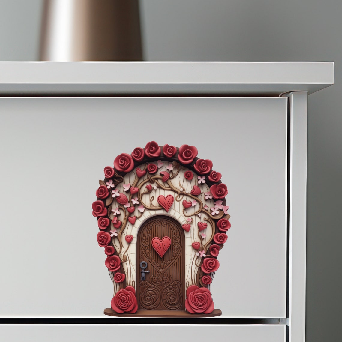 Romantic Roses Valentine's Day House - Fairy Door 3D Wall Sticker - Etsy