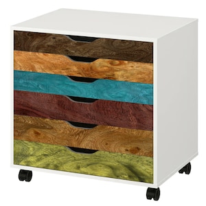 Wood Grain Multicolor Decorative Decals for IKEA Alex Drawer Units (Furniture NOT Included)