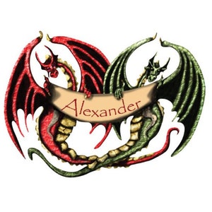 Personalized Dragon Name Banner Wall Decal for Boys Room stk1038 image 1