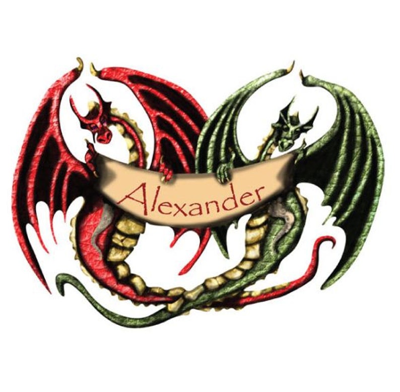 Personalized Dragon Name Banner Wall Decal for Boys Room stk1038 image 1