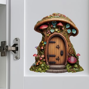 Mushroom Cottage Fairy Door Decal - Etsy