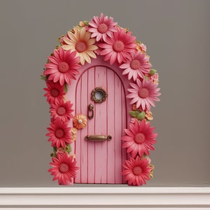 Pink Gerbera Daisy Flower Garden House - Fairy Door 3D Wall Sticker - Etsy
