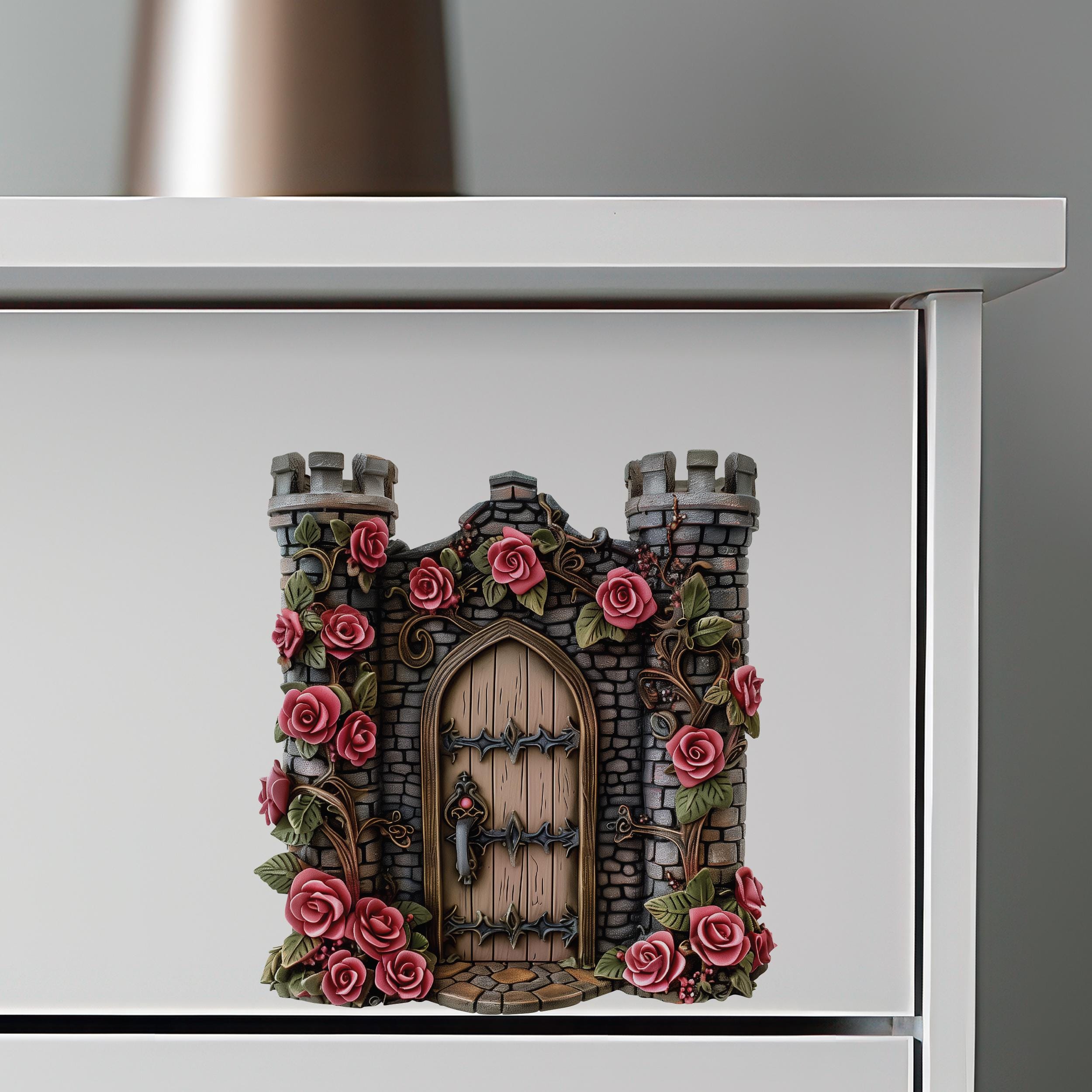 Rose Castle Fairy Door - Fairy Door Wall Sticker - Etsy