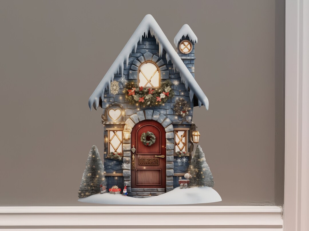 Merry & Bright Fairy Door Decal - Etsy