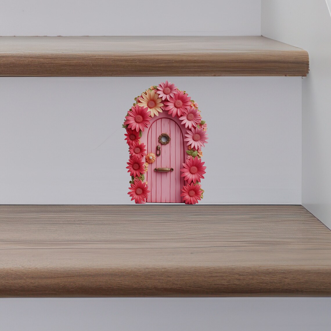 Pink Daisy Bloom Fairy Door Decal - Etsy