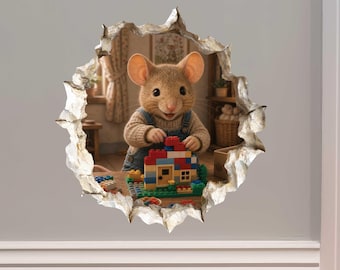 Building Blocks Mouse Hole Decal by Wallington Mice