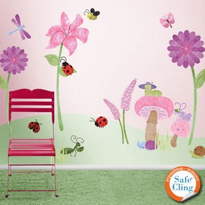 Bugs and Blossoms - Flower Garden Wall Decals for Girls Room & Nursery - JUMBO SET