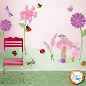 Bugs and Blossoms - Flower Garden Wall Decals for Girls Room & Nursery - JUMBO SET