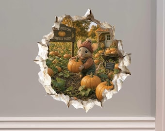 Pumpkin Patch Mouse Hole Decal by Wallington Mice
