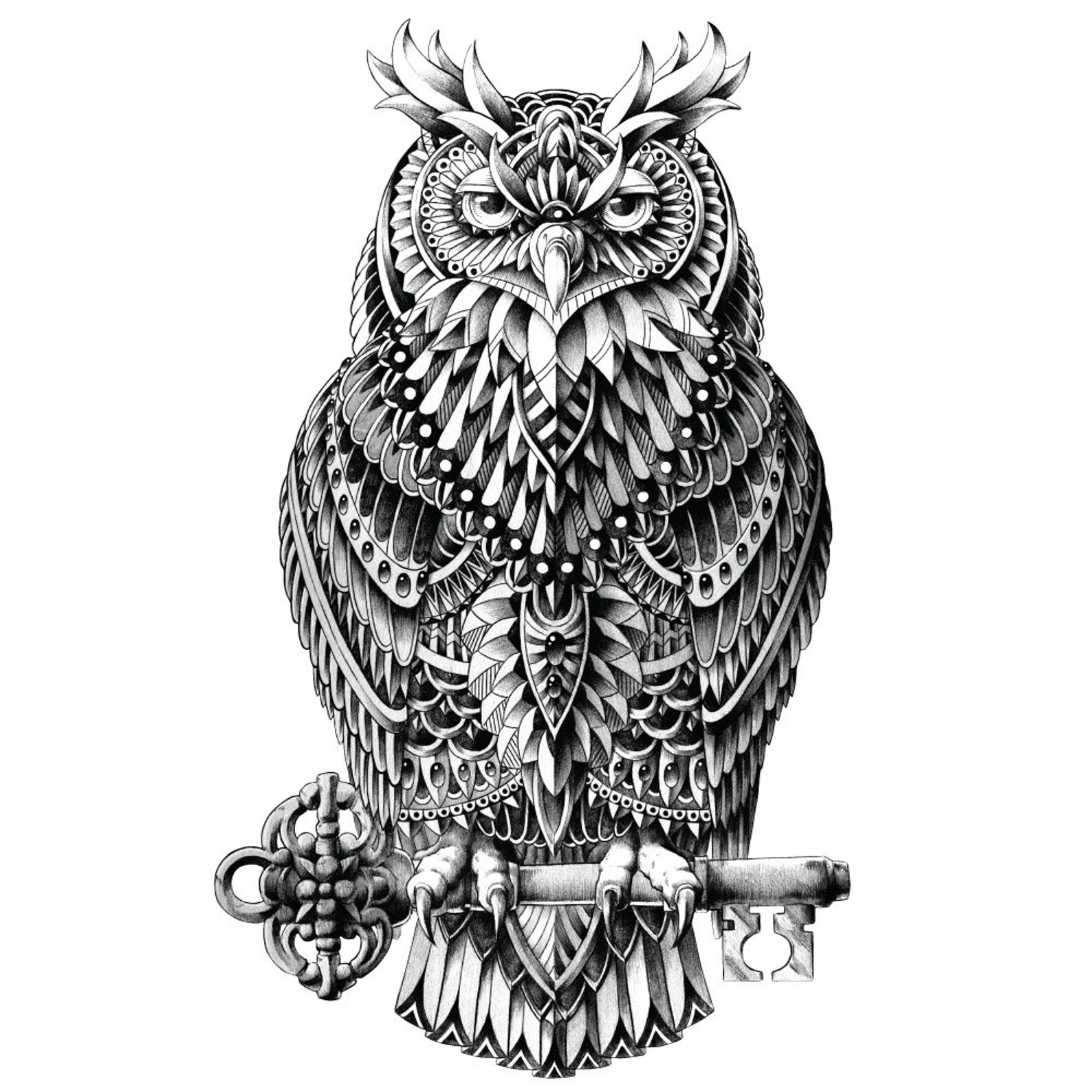 Great Horned Owl Wall Sticker Decal Ornate Bird Art by Etsy
